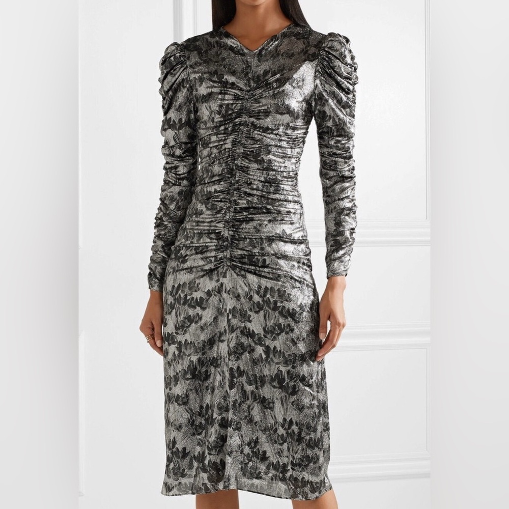 Isabel Marant ‘Damia’ 2017 Silk Metallic Midi Dress Size EU 36 or US 2